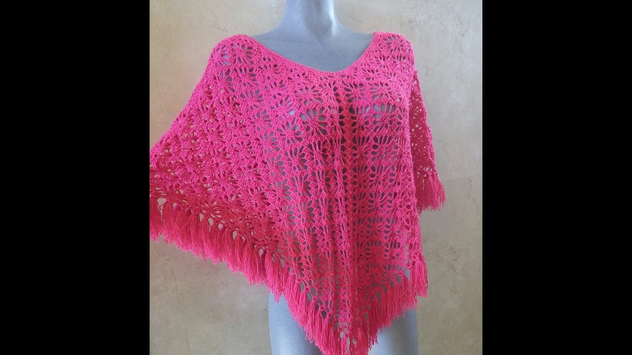 PONCHO TEJIDO CON PUNTO ARAÑA ( GANCHO)