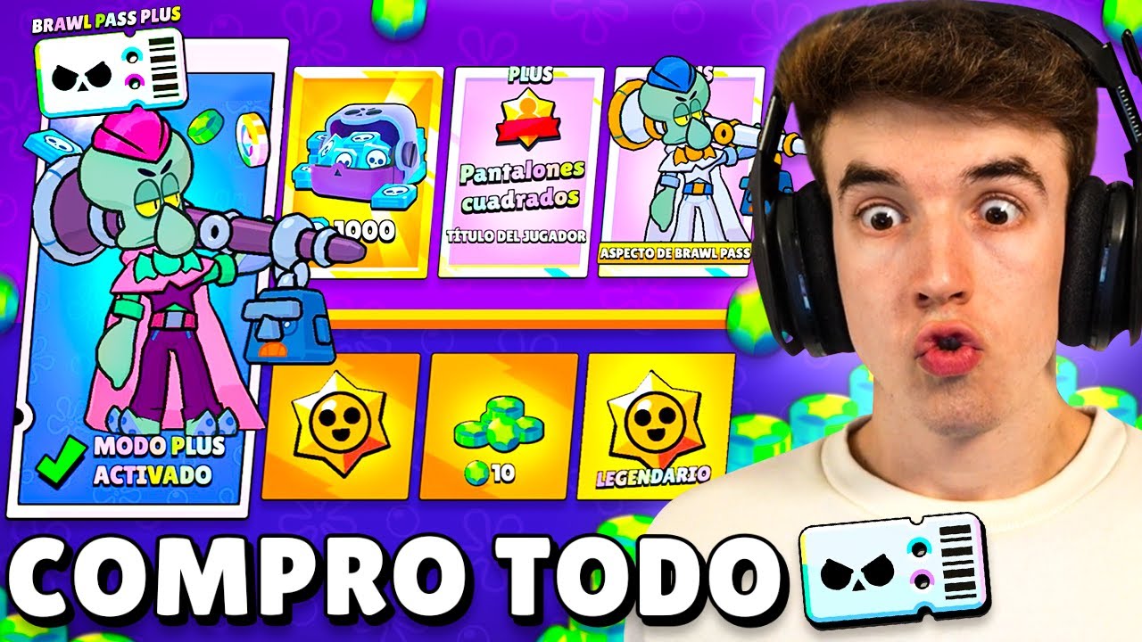 COMPRO *TODO* EL NUEVO PASE de BATALLA de BOB ESPONJA en BRAWL STARS