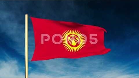 Kyrgyzstan Flag Slider Style. Waving In The Wind With Cloud Background Animation