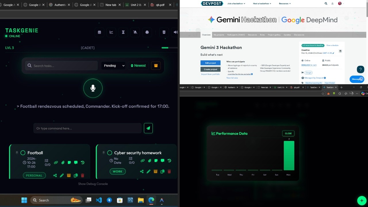 Prototype Demo : TaskGenie - AI-Powered Voice Task Manager Team: Binary Brains Hackathon: Gemini 3.0