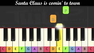 CHRISTMAS song - SANTA CLAUS IS COMIN TO TOWN (very EASY PIANO for CHILDREN or BEGGINERS)