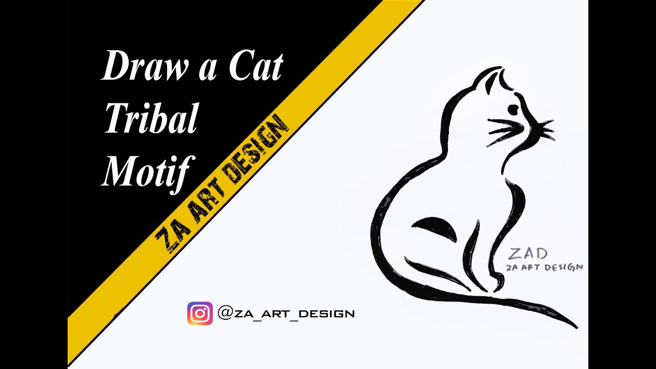 How to Draw a Cat Tribal  Motif YouTube