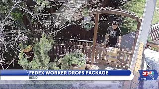 Viewer video shows FedEx deliver driver dropping package