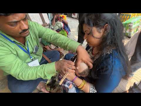 How to dandruff headshave / straight razor head, shave, full video handsome boy headshave ￼