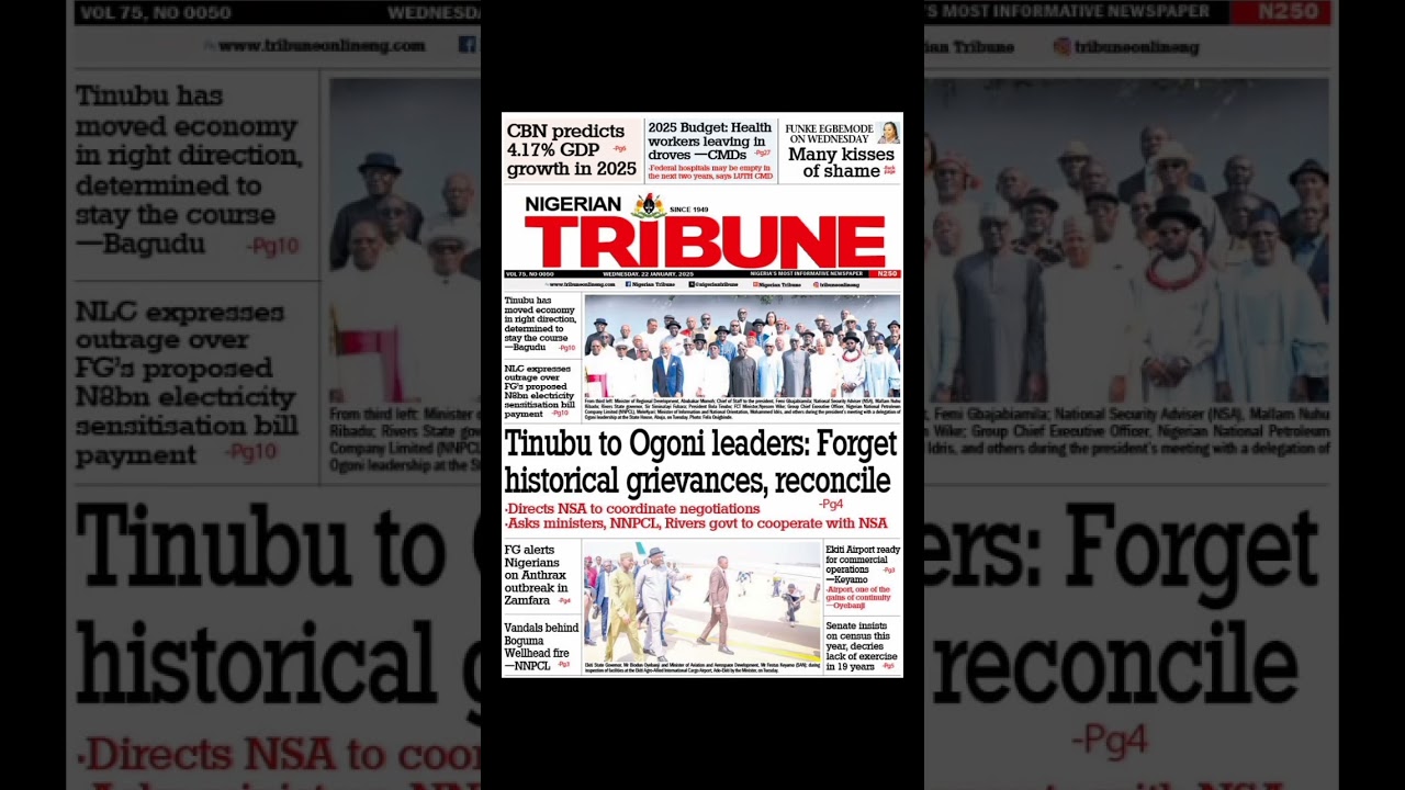 Tribune Latest Nigerian News Headline 