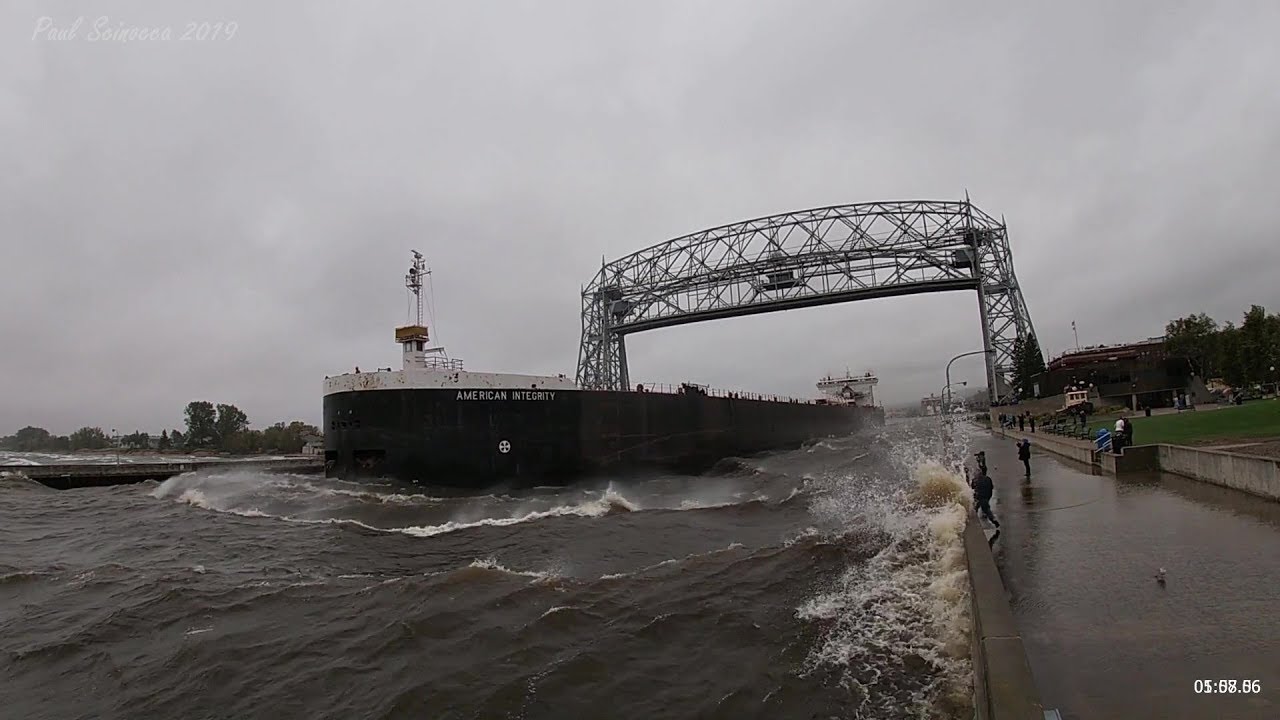 Lake Superior is ANGRY....The 1000'er American Integrity does not care..