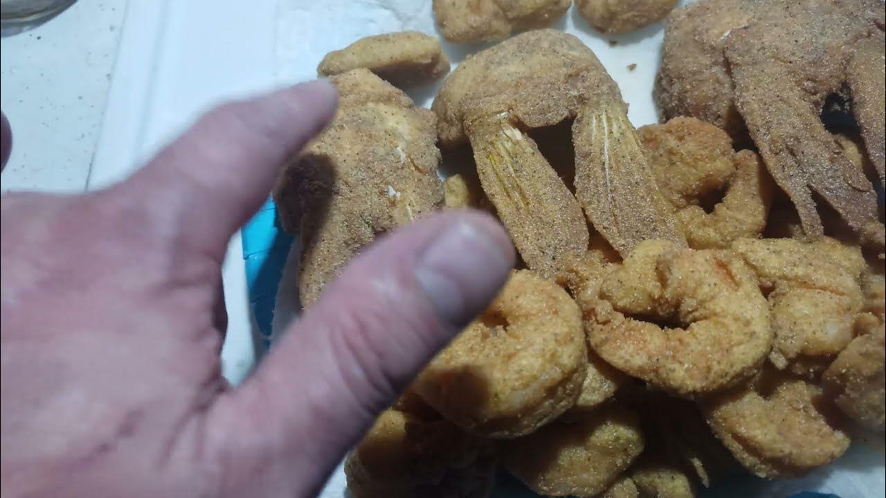 Walleye wings, cheeks, and shrimp.. YouTube