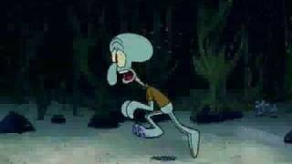 Squidward runs for his life while I play unfitting music Resimi