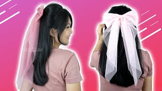 NO SEW Bow with Long Tails!  Great Hair Accessories for Valentine’s Day ❤ Tulle Hair Bow DIY