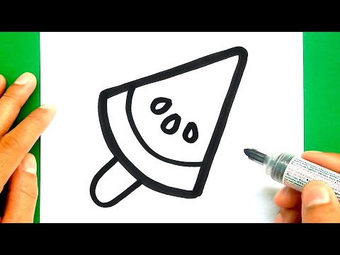 How to draw a cute Watermelon Ice cream, Draw cute things