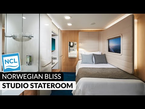 Norwegian Bliss Studio Stateroom walkthrough tour