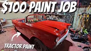 'Almost Perfect' $100 Paint Job  Tractor Paint On A 1957 Chevy Convertible?