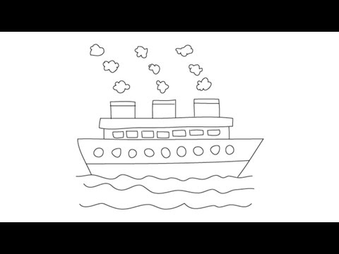 How to draw a Ship - Easy step-by-step drawing lessons for kids - YouTube