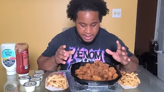 Wendy's 50 piece Garlic Parmesan Nuggets and fries Mukbang