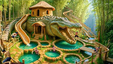 180 Days Building a Crocodile-Shaped Clay House Beside a Natural Pool Using Primitive Tools