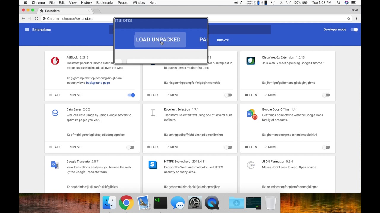 Installing an Unpacked Extension (MacOS) YouTube