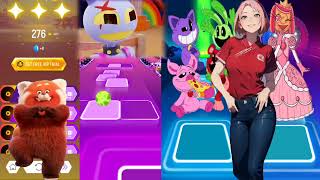 TURNING RED 🆚 JAX 🆚 SMILING CRITTERS 🆚 CANDU PRINCESS LOOLILALU |🎮 Tiles Hop EDM Rush!