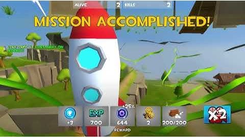 Rocket Royale Rocket goes through Floating Island