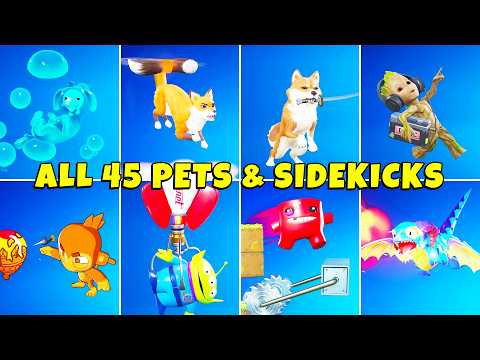 🥰 ALL 45 SIDEKICKS IN FORTNITE! (Slurp Puppy, Dart Monkey, Dodger)