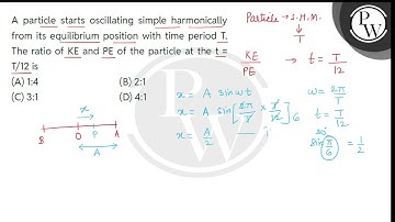 A particle starts oscillating simple harmonically from its equilibrium position with time period....