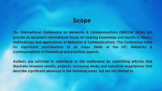CFP : 12th International Conference on Networks & Communications (NWCOM 2026)