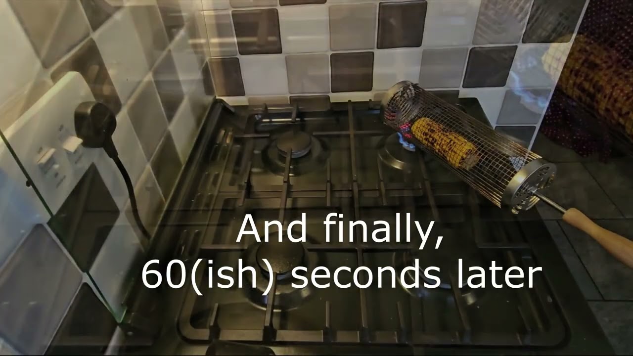 Flame grilled vegetables in a food safe cage