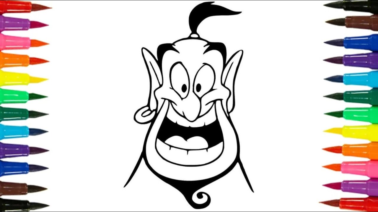 drawing and colouring of a Aladdin Genie cartoon for kids and toddlers / drawing for kids