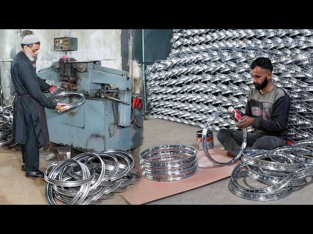 Amazing Process of Making Motorcycle Wheel Rim | Factory Mass Production class=