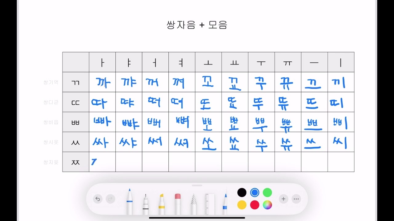 한글 쌍자음+모음 Läsa och skriva koreanska dubbla konsonanter + vokaler