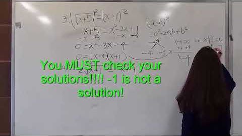Solving Square Root Equations Part II - BMCC (CUNY) MAT56.5/MAT56
