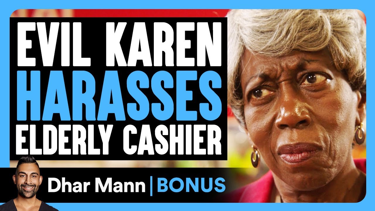 EVIL KAREN HARASSES Elderly Cashier | Dhar Mann Bonus!