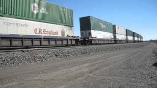 WBD Union Pacific Railroad #7768 stack train arrives Cheyenne off Archer Hill Wy 9/25/13