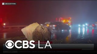 5 injured after Boulder crashes onto Highway 18 near Big Bear Lake
