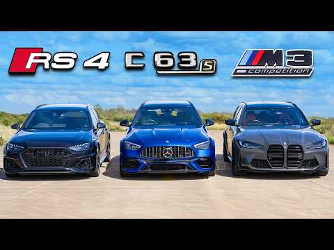 New AMG C63 vs BMW M3 vs Audi RS4: DRAG RACE