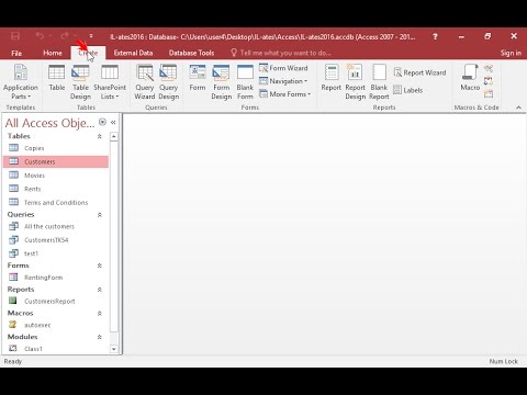 Create a new form, in columnar layout, that will display all fields of the Movies table. Then...