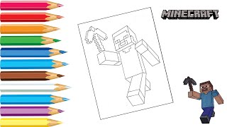 Steve from Minecraft Coloring Pages | How to color Steve