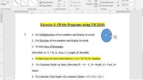 Area of Circle program in Visual Basic 2010