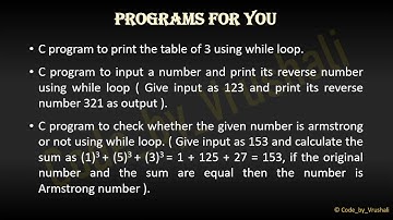 While loop programs Ep-11B #loop #whileloop #palendrome #armstrong #reversenumber #loopingstatements