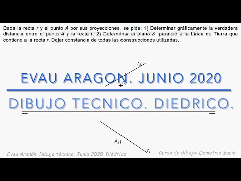 Examen EVAU Aragón. Dibujo técnico. Junio 2020. Primer problema diédrico, punto 1. Selectividad.