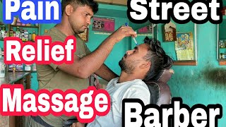 street barber head, neck and full body massage by village barber //asmr