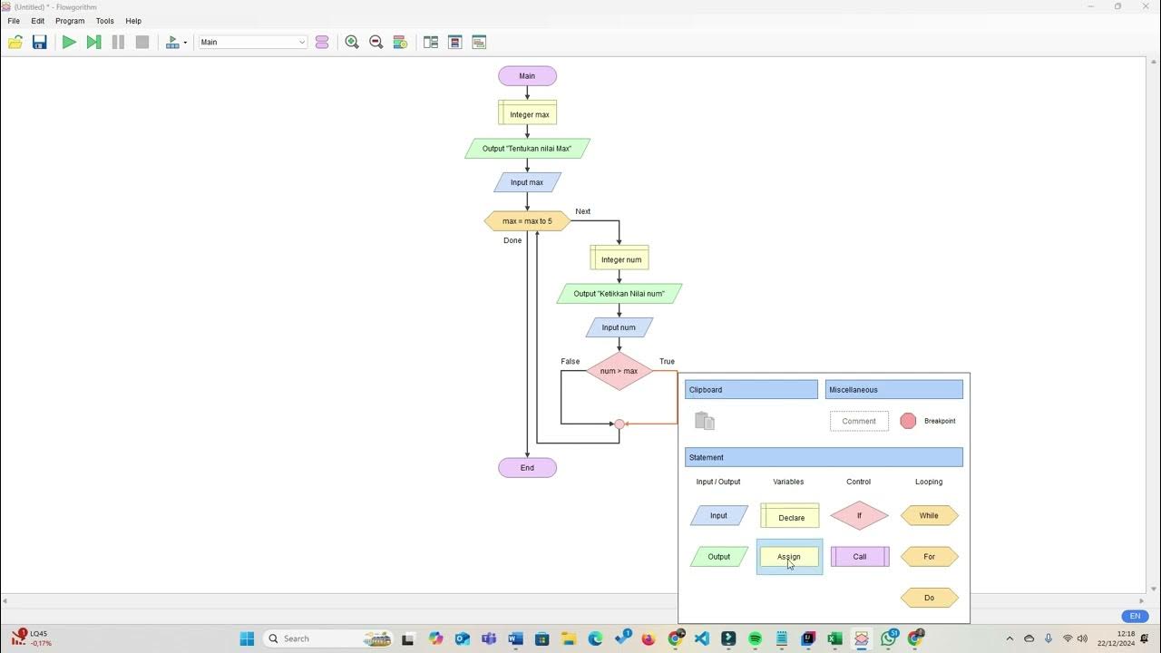 Contoh Looping Menggunakan Flowgorithm - 2024 - YouTube