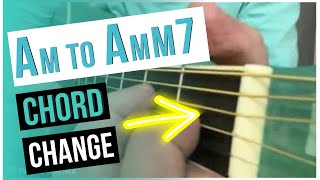 Guitar Chord Changes - Am to AmM7