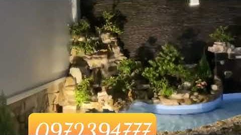 Hồ cá,hòn non bộ thác nước,ốp lát đá trên tường,tiểu cảnh đồi cỏ sân vườn ( Cảnh Quan Thiên Lộc Phú)