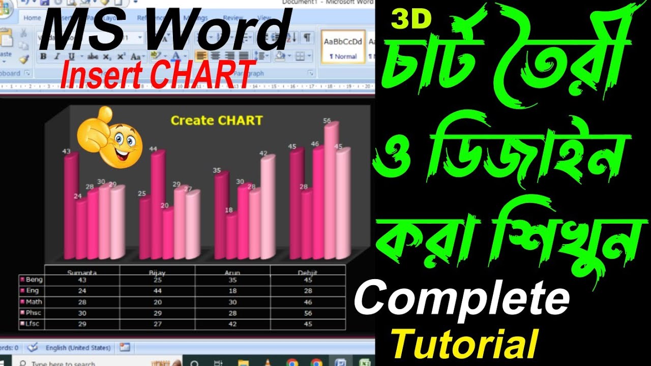 How to Create a CHART in MS Word? 👈Complete Tutorial 2023 |বাংলায় ...