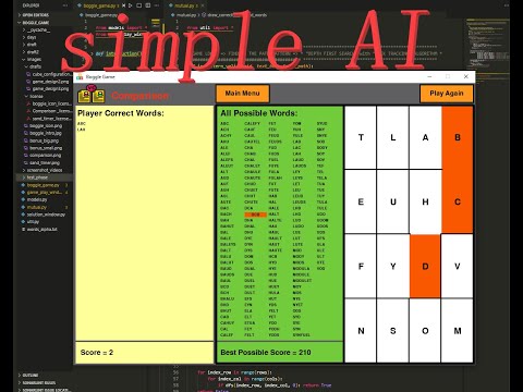 Simple AI Boggle Game - board game - text adventure game - python - pygame
