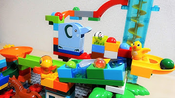 Marble Run ASMR☆Building Blocks Automatic Elevator Colorful Coaster