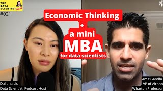 Economic thinking and a mini MBA for data scientists with Amit Gandhi - The Data Scientist Show#021
Amit Gandhi is a technical fellow and VP at Airbnb. He is a professor in economics at the Wharton School in the University of Pennsylvania. He gave as a master class on economic thinking and a mini-MBA tailored for data scientists. We also talk about his career journey, decision-making, machine learning, economics, and his advice to data scientists. Leave a comment if you like this episode.If you like the show subscribe to the channel and give us a 5-star review. Subscribe to Dalianas newsletter on www.dalianaliu.com/ for more on data science.
Dalianas LinkedIn: https://www.linkedin.com/in/dalianaliu/
Dalianas Twitter: https://twitter.com/DalianaLiu
His Linkedin: https://www.linkedin.com/in/amitgandhiecon/
More notes about causal inference to come! Economic thinking and a mini MBA for data scientists with Amit Gandhi - The Data Scientist Show#021