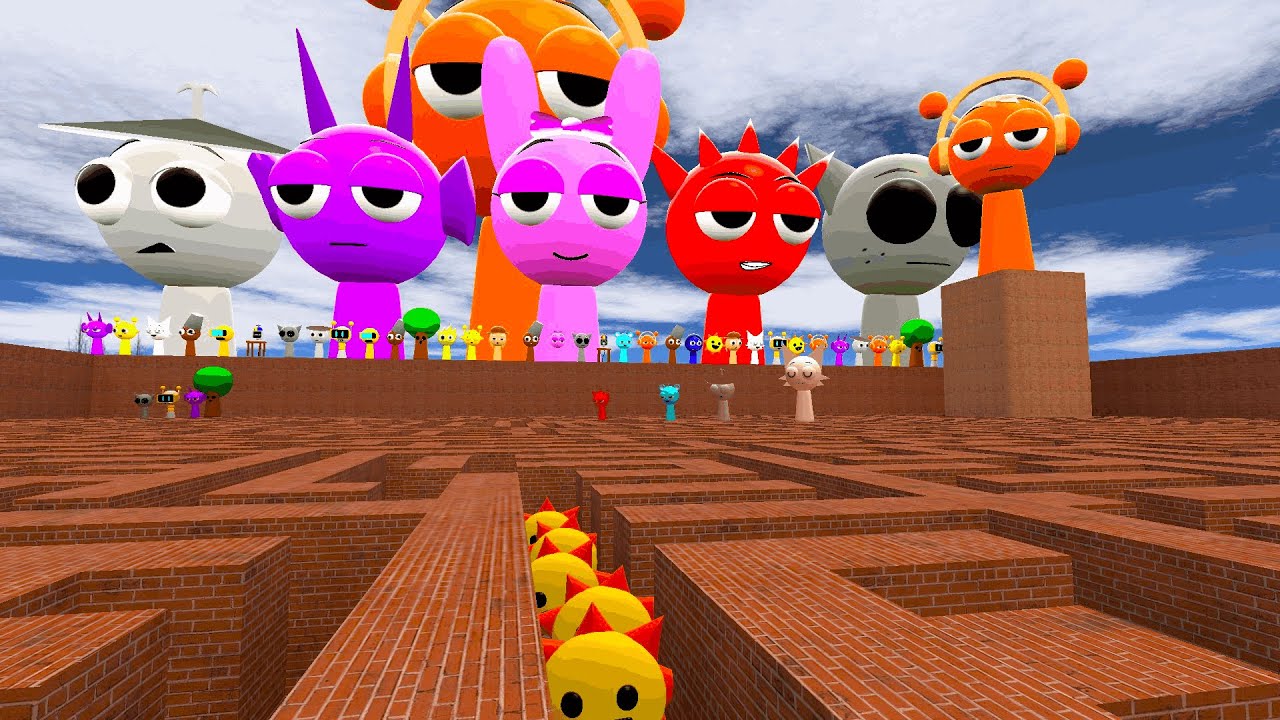 Я нашла всю семью Спрунки: Орена, Дюппла, Рэдди и Грея в гигантском лабиринте в Garry's Mod!