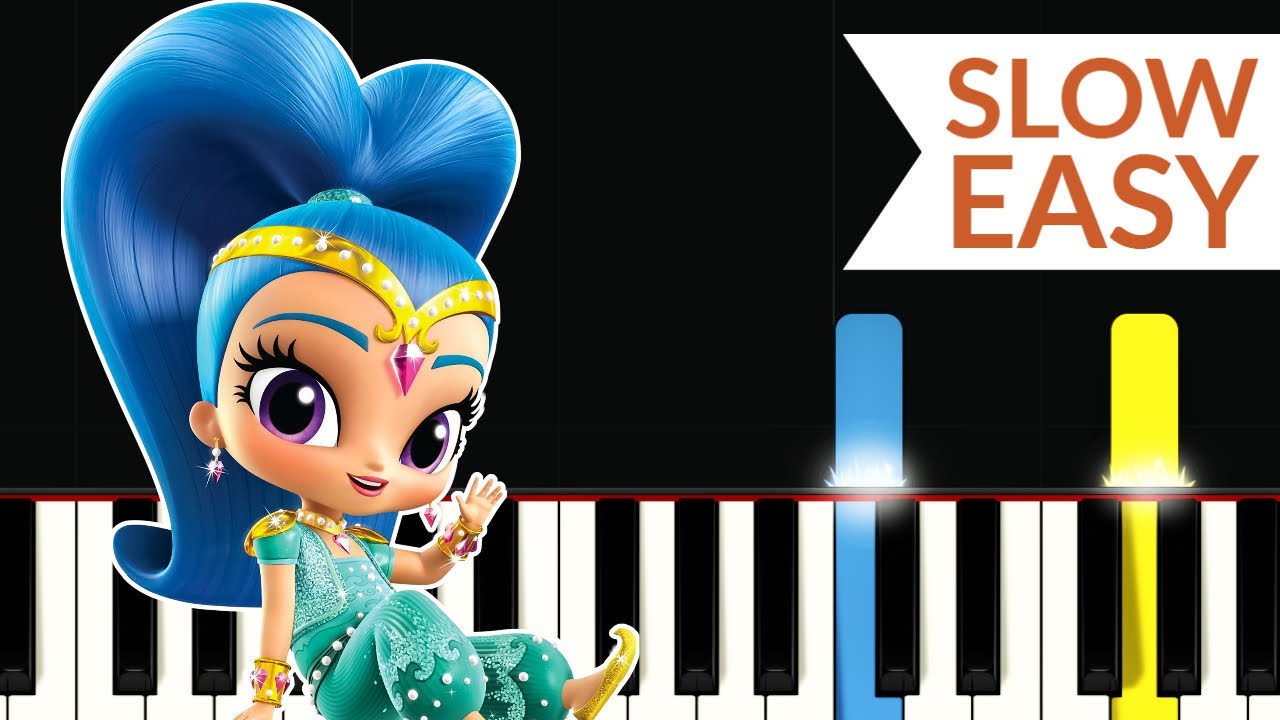 Shimmer and Shine Theme Song (SLOW EASY Piano Tutorial)