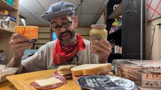 ASMR. Eating Suprosata And Cheese Sandwiches, Oikos Yogurt, Beef Jerky And Potato salad.